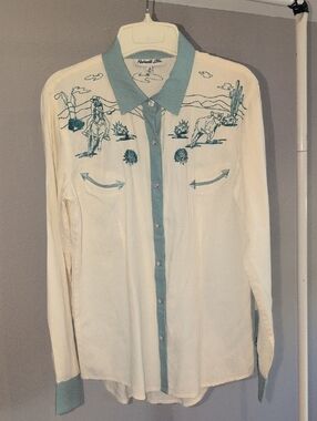 Panhandle Slim Embroidered Western Pearl Snap Button Down Retro, NWT